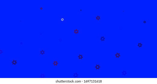 Textura vectorial roja azul claro con símbolos de enfermedad. Ilustración abstracta colorida con formas médicas degradadas. Diseño para la advertencia de riesgos biológicos.