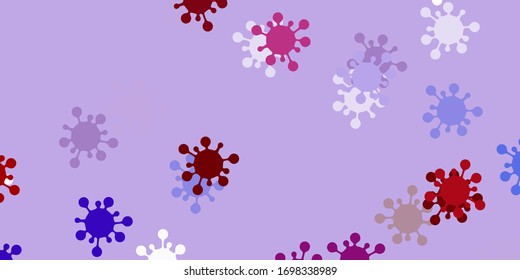 Light blue, red vector texture with disease symbols. Smart illustration with covid signs in decorative style. Simple drawing against danger fever.