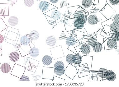 Hellblau, Rot Vektor Textur mit Poly Stil mit Kreise, Würfel. Abstrakte Darstellung mit Sphären, Quadraten, Linien. Kluges Design für Ihre Werbung.
