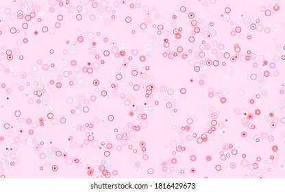 Light Blue, Red vector texture with disks. Illustration with set of shining colorful abstract circles. Pattern for textures of wallpapers.