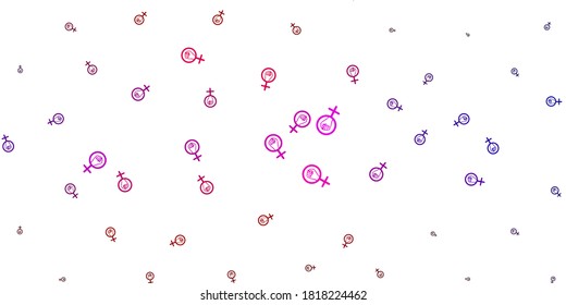 Light Blue, Red vector texture with women's rights symbols. Simple design in abstract style with women’s rights activism. Elegant design for wallpapers.