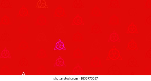 Light Blue, Red vector texture with religion symbols. Illustration with magical signs of spiritual power. Simple design for occult depiction.