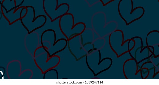 Light Blue, Red vector texture with lovely hearts. Illustration with hearts in love concept for valentine's day. Pattern for carnival, festival romantic leaflets.