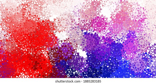 Light blue, red vector texture with bright snowflakes. Smart geometrical abstract illustration with ice, snow. Poster, banner  for New year design.