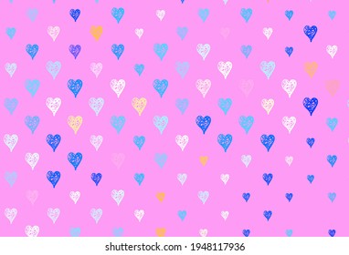 Light Blue, Red vector texture with lovely hearts. Beautiful abstract hearts on colorful gradient background. Pattern for marriage gifts, congratulations.