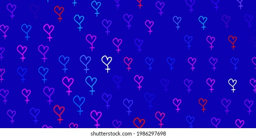 Light Blue, Red vector texture with women rights symbols. Colorful illustration with gradient feminism shapes. Elegant design for wallpapers.