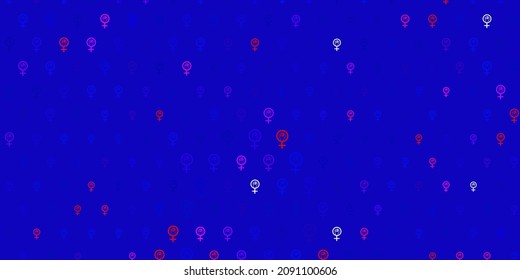 Light Blue, Red vector texture with women rights symbols. Abstract illustration with a depiction of women power. Background for International Women Day.