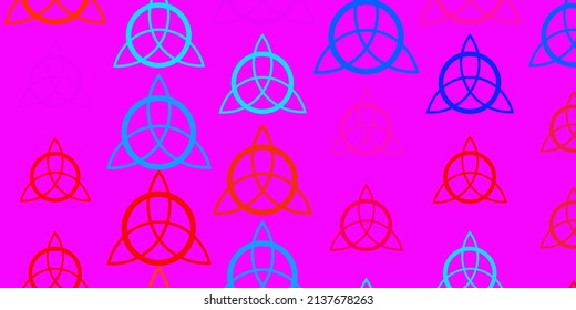 Light Blue, Red vector texture with religion symbols. Abstract illustration with gothic gradient shapes. Design for magic, spiritual events.