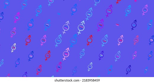 Light Blue, Red vector texture with women rights symbols. Illustration with signs of women strength and power. Design for International Women Day.