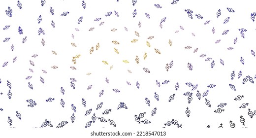 Light Blue, Red vector texture with women's rights symbols. Colorful illustration with gradient feminism shapes. Elegant design for wallpapers.