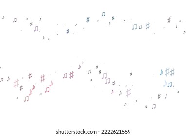 Light Blue, Red vector texture with musical notes. Shining illustration of colorful gradient music notes. Pattern for festival leaflets.
