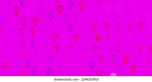 Light Blue, Red vector texture with women rights symbols. Abstract illustration with a depiction of women power. Best design to show the power of women.