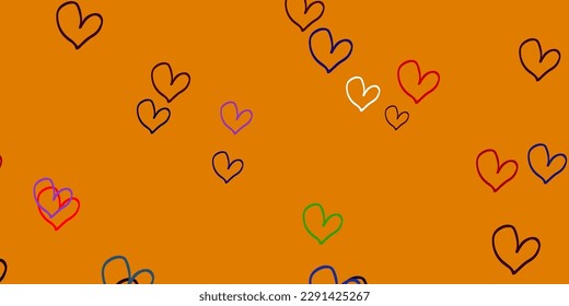 Light Blue, Red vector texture with lovely hearts. Blurred decorative design in doodle style with hearts. Design for your business advert of anniversary.