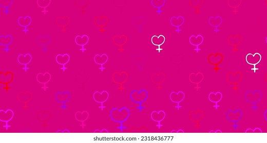Light Blue, Red vector texture with women rights symbols. Abstract illustration with a depiction of women power. Design for International Women Day.