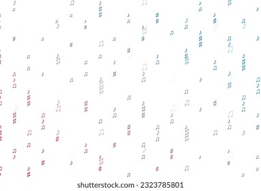 Light Blue, Red vector texture with musical notes. Abstract illustration with colorful symbols of melody. Pattern for school ad, booklets.