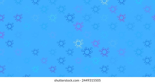 Light blue, red vector texture with disease symbols. Smart illustration with covid signs in decorative style. Best design for quarantine events.