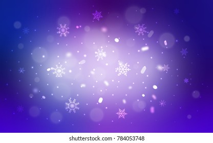 Light Blue, Red vector texture with colored snowflakes. Glitter abstract illustration with crystals of ice. New year design for your business advert.