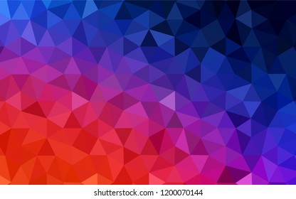 Light Blue, Red vector triangle mosaic template. Triangular geometric sample with gradient.  Brand new style for your business design.