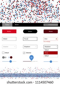 Light Blue, Red vector ui ux kit with circles. Beautiful ui ux kit with colorful dots in its header. Beautiful layout for websites, landing pages.