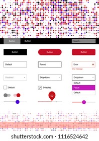 Light Blue, Red vector ui ux kit with circles. Colorful Style guide with circles on abstract background. Modern template for your landing page.