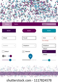 Light Blue, Red vector ui kit with dots. Colorful Style guide with circles on abstract background. This sample is for your website.