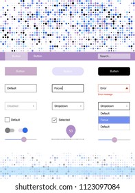 Light Blue, Red vector ui kit with dots. Colorful ui/ux kit with header consisted of spheres. Beautiful layout for websites, landing pages.