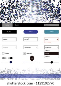 Light Blue, Red vector ui kit with dots. Web ui kit with abstract gradient circles in its header. Modern template for your landing page.