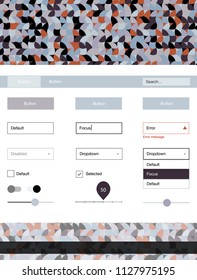 Light Blue, Red vector ui ux kit with circles. Colorful Style guide with circles on abstract background. This template you can use for websites.