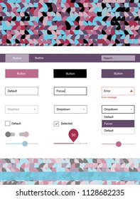 Light Blue, Red vector ui kit with dots. Modern Style guide with colorful gradient circles in its header. This template you can use for landing pages.