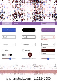 Light Blue, Red vector ui ux kit with circles. Colorful Style guide with circles on abstract background. Simple colorful design for websites.