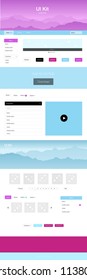 Light Blue, Red vector ui ux kit with hills and rocks. Decorative ui kit design in abstract style with colorful rocks. Sample for your landing page of tourism.