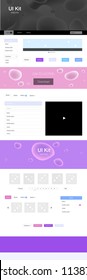 Light Blue, Red vector ui ux kit with lines, ovals. Elegant bright illustration with gradient  in memphis style. Simple colorful design for websites.