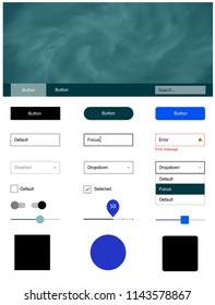 Light Blue, Red vector ui kit with clouds & stars. Colorful ui/ux kit with header consisted of clouds & stars. This template you can use for websites.