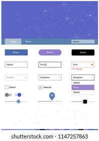 Light Blue, Red vector ui kit in polygonal style with circles. Ui Ux kit with colorful polygonal background in its header. Modern template for your landing page.