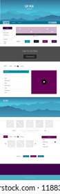 Light Blue, Red vector ui kit with landscape. Colorful Style guide with mountains on abstract background. This sample is for your tourist website.
