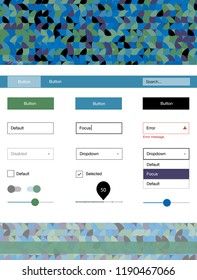 Light Blue, Red vector ui ux kit with circles. Colorful Style guide with circles on abstract background. This template you can use for websites.