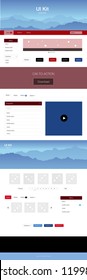 Light Blue, Red vector ui ux kit with hills and rocks. Decorative ui kit design in abstract style with colorful rocks. Modern template for your landing page.