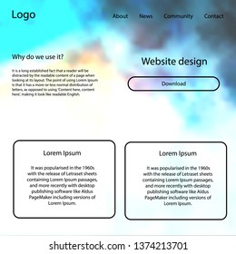 Light Blue, Red vector ui kit with clouds, stars. Simple Material Design Kit with colorful clouds in header. This template you can use for websites.