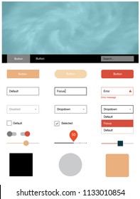 Light Blue, Red vector web ui kit with nebula stars. Colorful ui/ux kit with header consisted of clouds & stars. This template you can use for landing pages.