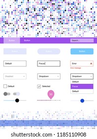 Light Blue, Red vector web ui kit with spheres. Colorful ui/ux kit with header consisted of spheres. Simple colorful design for websites.