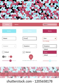 Light Blue, Red vector web ui kit with spheres. Simple Material Design Kit with colorful dots in header. This template you can use for landing pages.