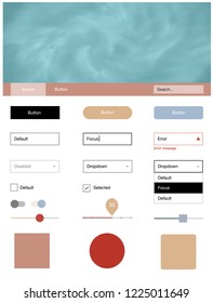 Light Blue, Red Vector Web Ui Kit With Nebula Stars. Colorful Style Guide With Stars On Abstract Background. Modern Template For Your Landing Page.