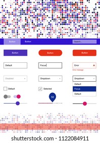 Light Blue, Red vector wireframe kit with dots. Web ui kit with abstract gradient circles in its header. This sample is for your website.