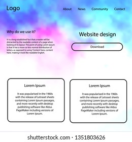 Light Blue, Red vector wireframe kit with galaxy stars. Web ui kit with abstract gradient clouds in its header. Modern template for your landing page.