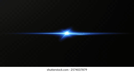 Light blue reflection effect, neon lighting in blue tones. Light lens. Police light effects, lines. Shiny stars, glowing sparks on a black background. Vector red light effect
