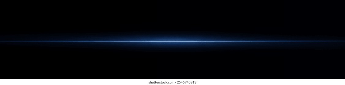 Light blue reflection lines, neon lighting in blue colors. Bright light lens. Police light effects, line. Shiny stars, sparks on a black background. Vector blue light effect