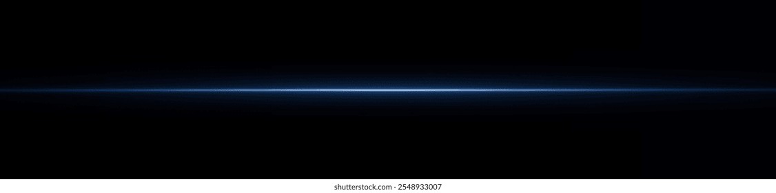 Light blue reflection lines, neon lighting in blue colors. Bright light lens. Police light effects, line. Shiny stars, sparks on a black background. Vector blue light effect