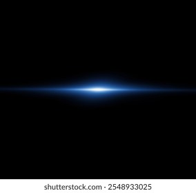 Light blue reflection lines, neon lighting in blue colors. Bright light lens. Police light effects, line. Shiny stars, sparks on a black background. Vector blue light effect
