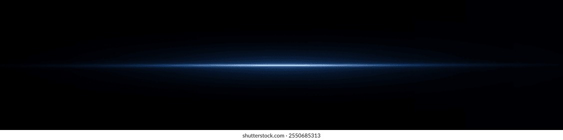 Linhas de reflexão azul claro, luzes de néon em cores azuis. Lente clara brilhante. Efeitos de luz policial, linha. Estrelas brilhantes, faíscas em um fundo preto. Efeito de luz azul vetorial