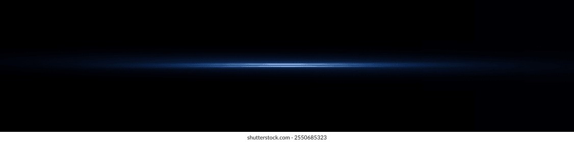 Light blue reflection lines, neon lighting in blue colors. Bright light lens. Police light effects, line. Shiny stars, sparks on a black background. Vector blue light effect